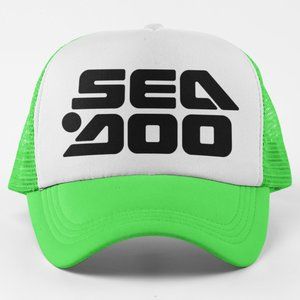 NEW Sea Doo Big Logo Foam Trucker Mesh Snapback Hat 2-TONE NEON GREEN LIME